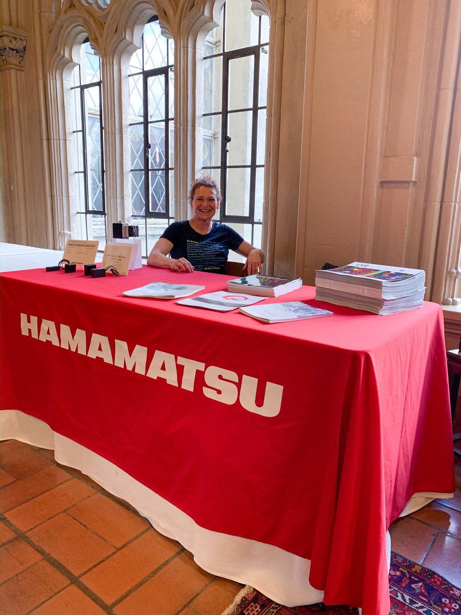 fiercephoton's tweet photo. @HamamatsuPhoton is ready for #AIM2020. We got a nice spot by the entrance to the talks with a lovely view of the courtyard below. Come by at chat about all things #photonics and ask for a #dodimthings T-shirt! @BerkeleyMIC #PMTs #sCMOS #siliconphotodiodes #lowlightimaging https://t.co/rdFE935BAx