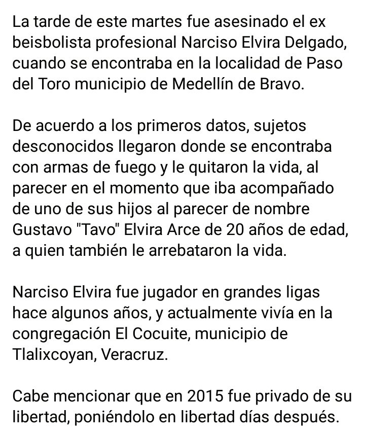 OrushDown's tweet photo. #ULTIMAHORA sicarios del #CJNG
ASESINAN al ExBeisbolista de Los #Dodgers #NarcisoElviraDelgado y su hijo Gustavo en el poblado de Paso del Toro mpo de #MedellindeBravo #Veracruz @lopezobrador_ ¿merecen ABRAZOS estos CRIMINALES? @CuitlahuacGJ @veralert2 @Aveefeniix @gaboencordoba https://t.co/LgGm54t77b