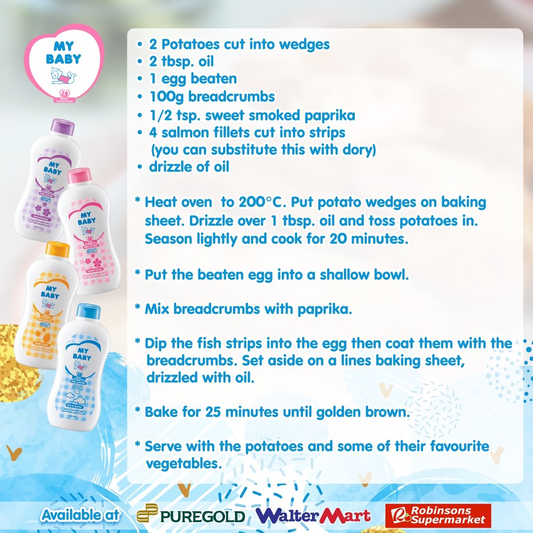 mybabyphl's tweet photo. Here's our Wednesday Recipe for you Mumshies! Salmon Fish Fingers for your toddlers! #MyBaby2020 #MyBabyPowder #MyBabyPH https://t.co/9Coyi94bUO