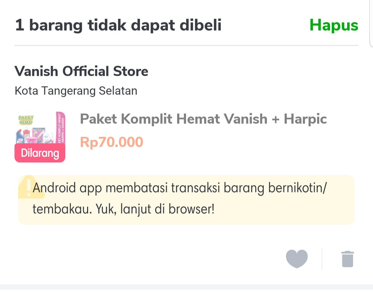 gr33nt34's tweet photo. @TokopediaCare Vanish&amp;Harpic mengandung nikotin/tembakau? Pembersih toilet,keramik dan pakaian? Lalu???? https://t.co/QH4daSdIGe