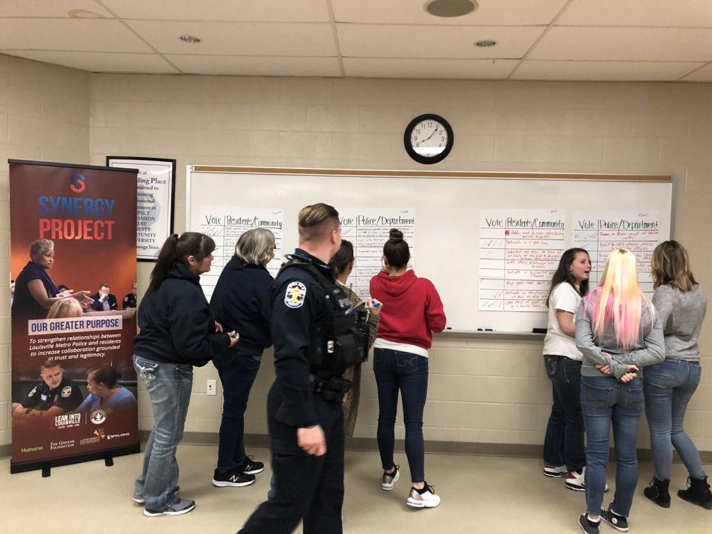 Jess_Halladay's tweet photo. Great #synergy session tonight at the @HealingPlace_KY. Building relationships between residents and @LMPD is what this is all about and finding ways to get there. Join us at an action session. #ThisWorkSavesLives #SynergyProject. https://t.co/a7QiQdNMFu