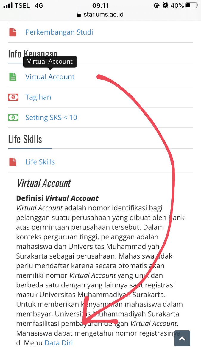 umsofficialid's tweet photo. Bagaimana cara mengetahui nomer virtual account kamu di STAR UMS? klik menu Virtual Account, skroll kebawah sedikit lalu cari dan klik "Data Diri", maka akan muncul seperti pada gambar #KRSUMS #STARUMS https://t.co/30pQhPzYXG