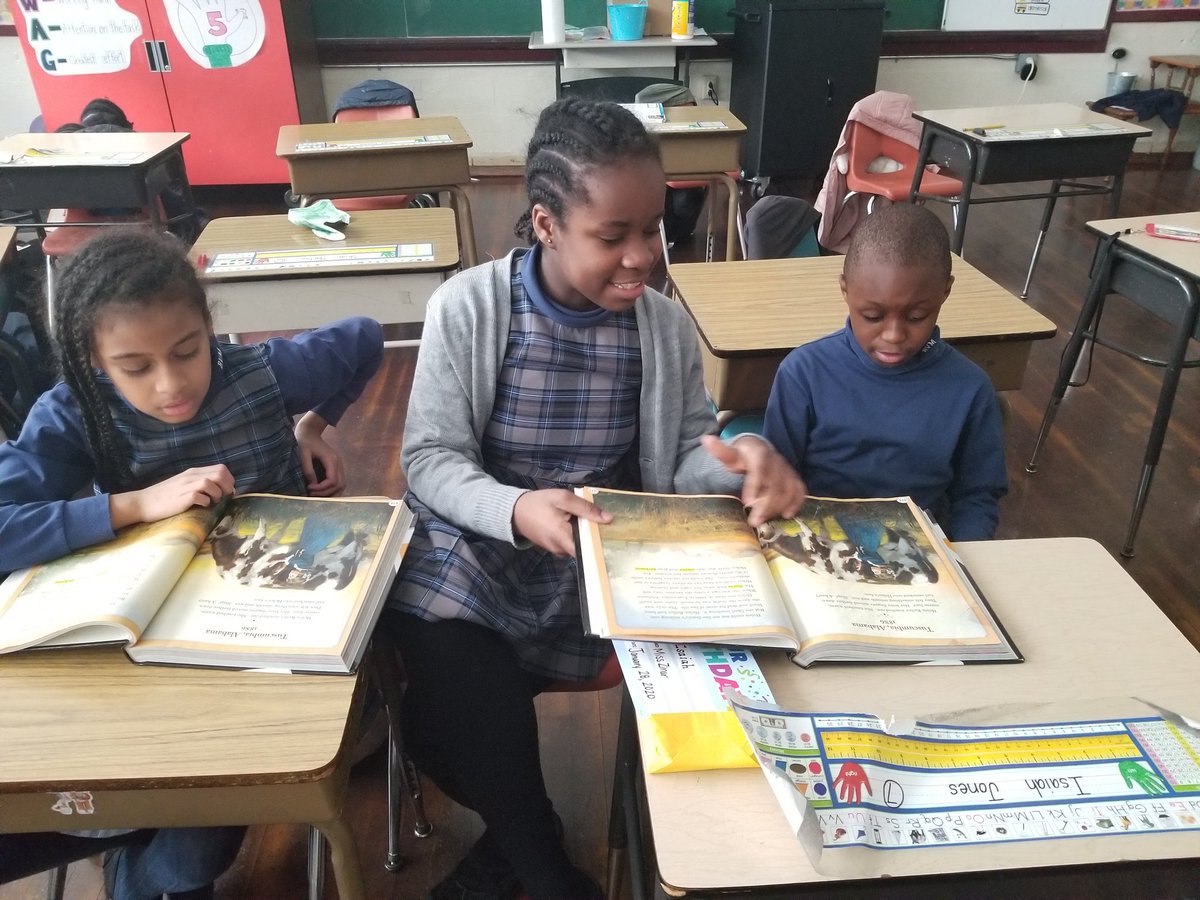 BVMSchoolDarby's tweet photo. 2nd grade loves reading with their 6th grade buddies! @SrVirginiaBVM @AOPS_Schools @ArchPhilly  #CSW2020 https://t.co/YpzMs01dVc