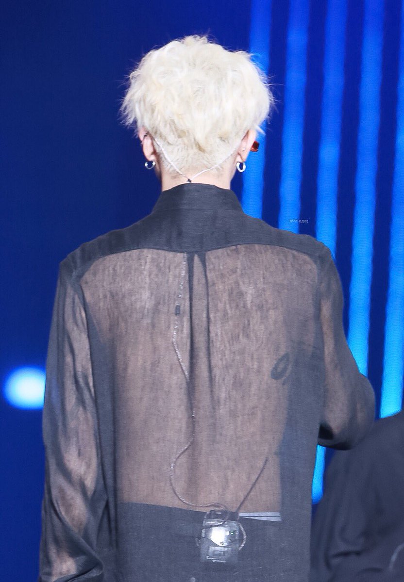 blonde and browless mino in his see-through shirt