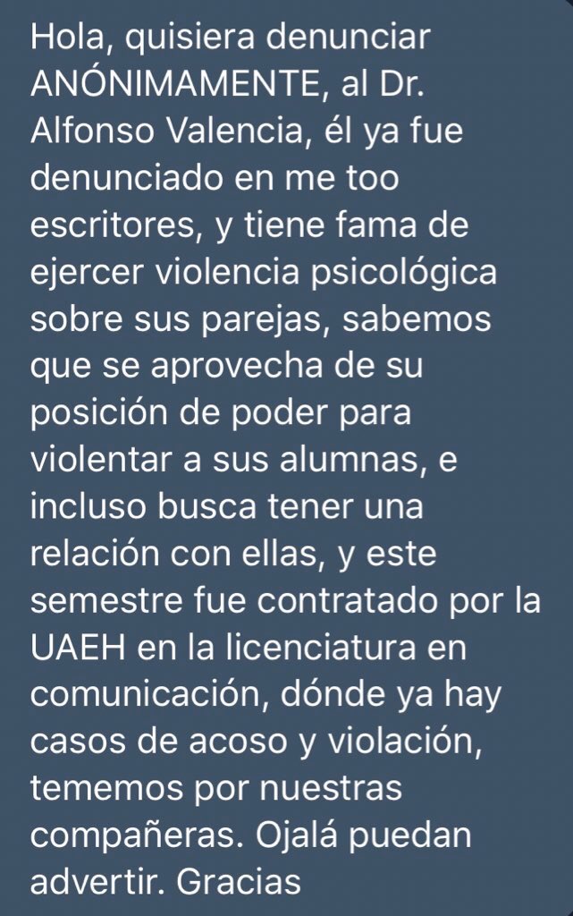 MeTooHidalgo's tweet image. Alfonso Valencia, ABUSADOR⚠️⚠️
Ya había sido reportado previamente, pero actualmente se encuentra laborando en la @UAEH_OFICIAL en el área de comunicación. ALERTA.