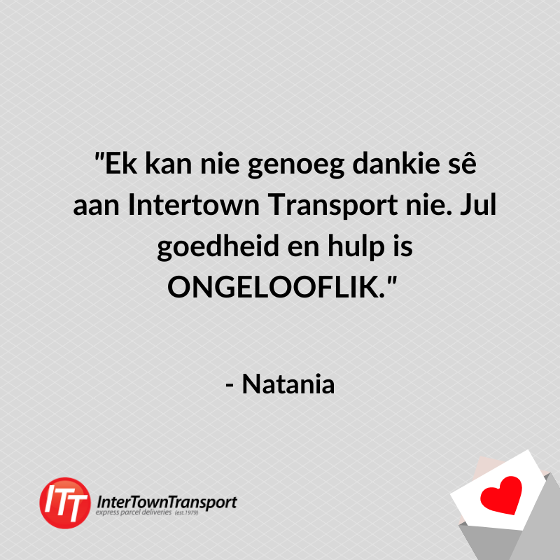 ITT_SouthAfrica's tweet photo. Vreeslik dankie vir jou vriendelike boodskap Natania.
Sulke woorde maak ons harte warm. ❤️
Deel graag 👇 hoe ITT jou vandag gehelp het.
#LargeEnoughToHandle #SmallEnoughToCare https://t.co/Be3vzdKNjJ