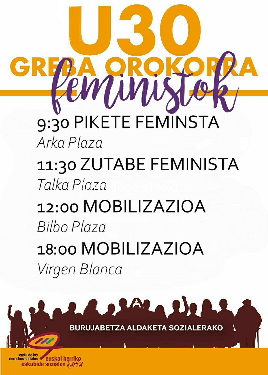 👿 Feministok ere greba orokorra
#U30GrebaOrokorra 
#paraelcarro