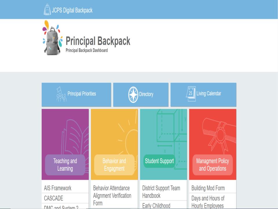 JCPSDigIn's tweet photo. JCPS Principals we've got a treat for you! It's here! The new Principal Backpack.  @JCPSKY now have all of their essentials in one place! Never waste valuable time searching for a resource again The JCPS Principal Backpack has everything you need to lead! #JCPSIT3 #JCPSDI https://t.co/QeCwCWWzOC