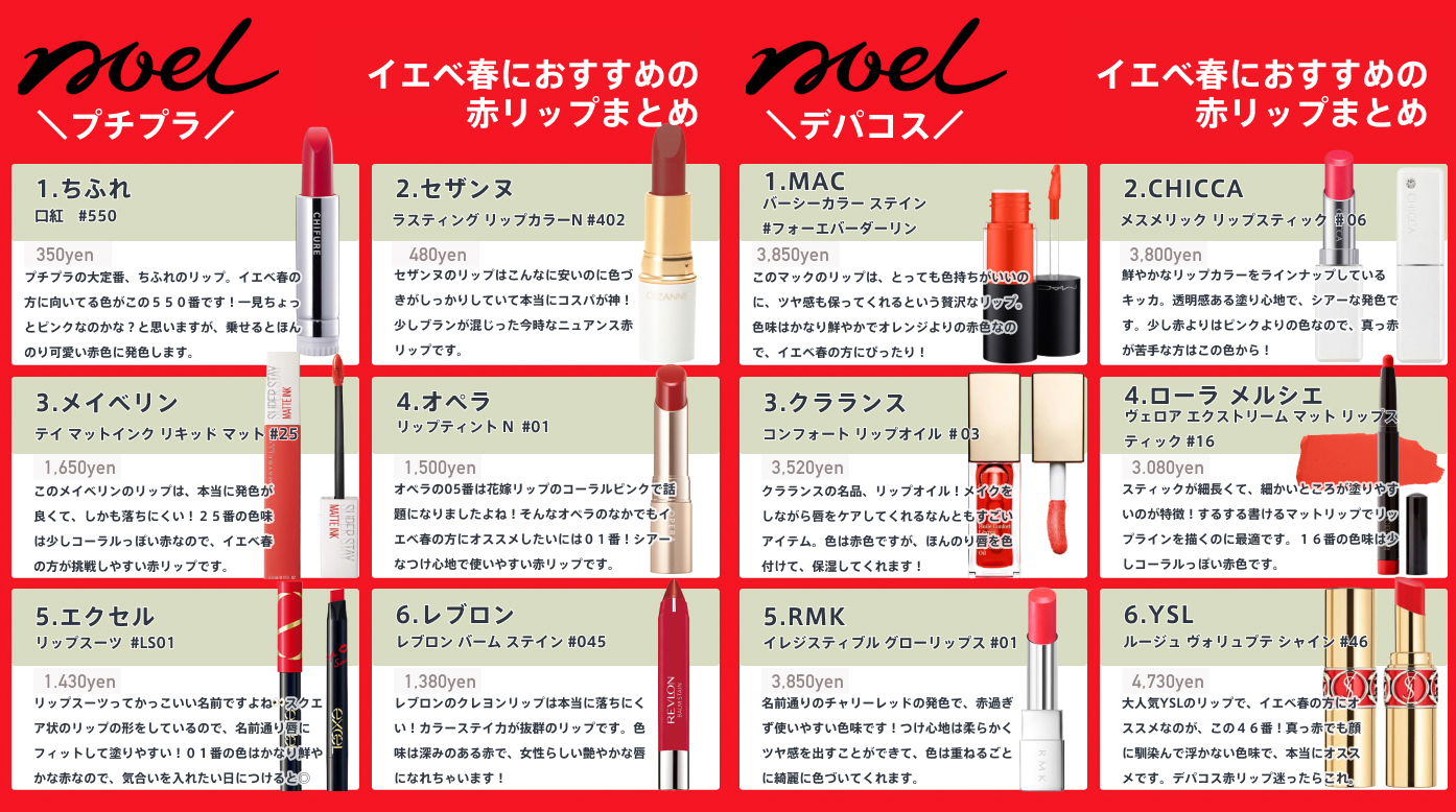 Noel Cosme公式 今まで投稿してきた パーソナルカラー おすすめ赤リップ を全部まとめました それぞれ個性のある赤で可愛い イエベ春 イエベ秋 ブルベ夏 ブルベ冬 パーソナルカラー 赤リップ Noel Cosme公式 今まで投稿してきた パーソナルカラー おすすめ赤リップ を全部まとめました それぞれ個性のある赤で可愛い イエベ春 イエベ秋 ブルベ夏 ブルベ冬 パーソナルカラー 赤リップ