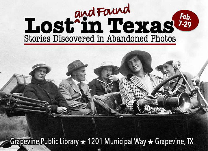 lostfoundtexas's tweet photo. Live near #Grapevine, TX, and love old photos? Check out  "Lost &amp; Found in Texas," original images found here, lost by people from everywhere. See #pioneers, #soldiers, #performers and regular folks. Read their stories. Grapevine Public Library. Lobby, Feb. 7-29. #MidCities #DFW https://t.co/2q5bbm2hnk
