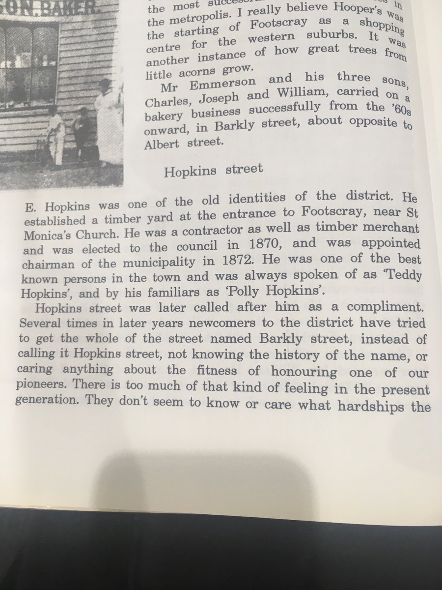 ever wondered why Barkly St becomes Hopkins St right in the middle of downtown Footscray even though it’s really confusing? it’s because people threw a shitfit about erasing the legacy of local identity E Hopkins, whose accomplishments include *squints* being popular???