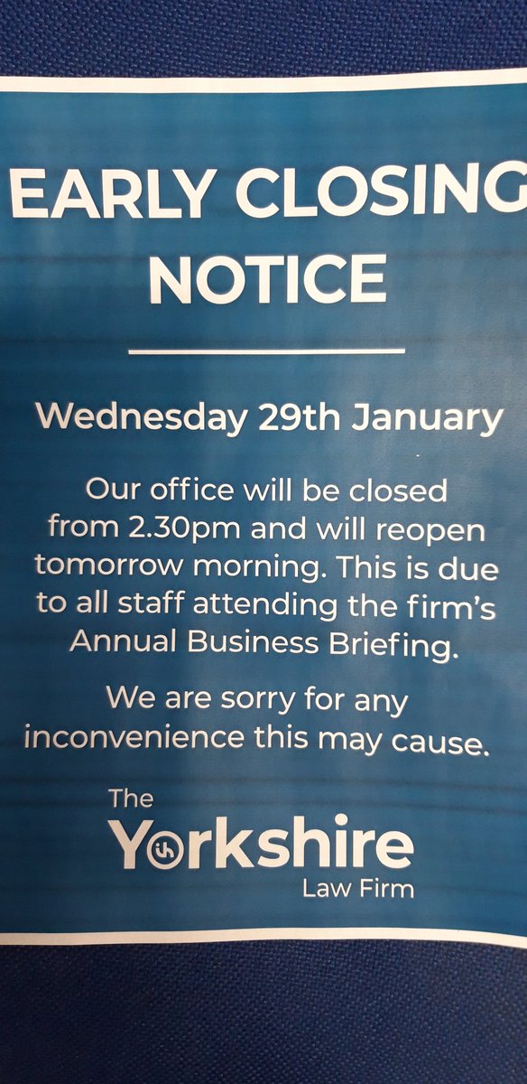 Please see below office closed from 2.30pm today back open for business 8.30am tomorrow.
Also due to unforeseen circumstances legal clinic today is cancelled back next Wednesday