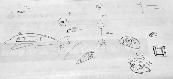 UFO見たんです!!!!ほんとに見たんです!!!!という説明のために描いた落書き 