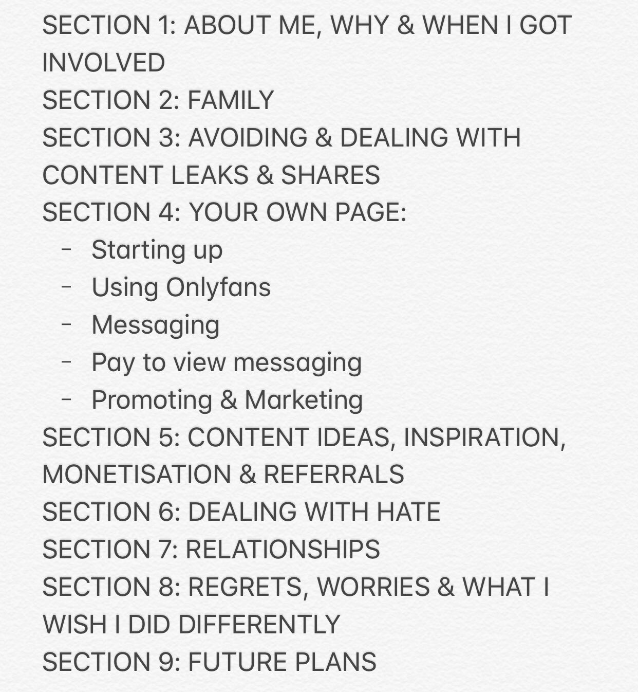 Onlyfans about me section ideas