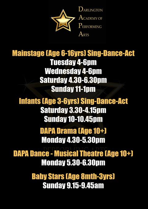 Based on Parkgate, the <a href="/DAPA_Online/">Darlington Academy of Performing Arts</a> offers a range of musical theatre, singing and dance classes for little ones 🎶

All about building confidence and having fun - ages eight months to 16 years welcome.

#LoveDarlo