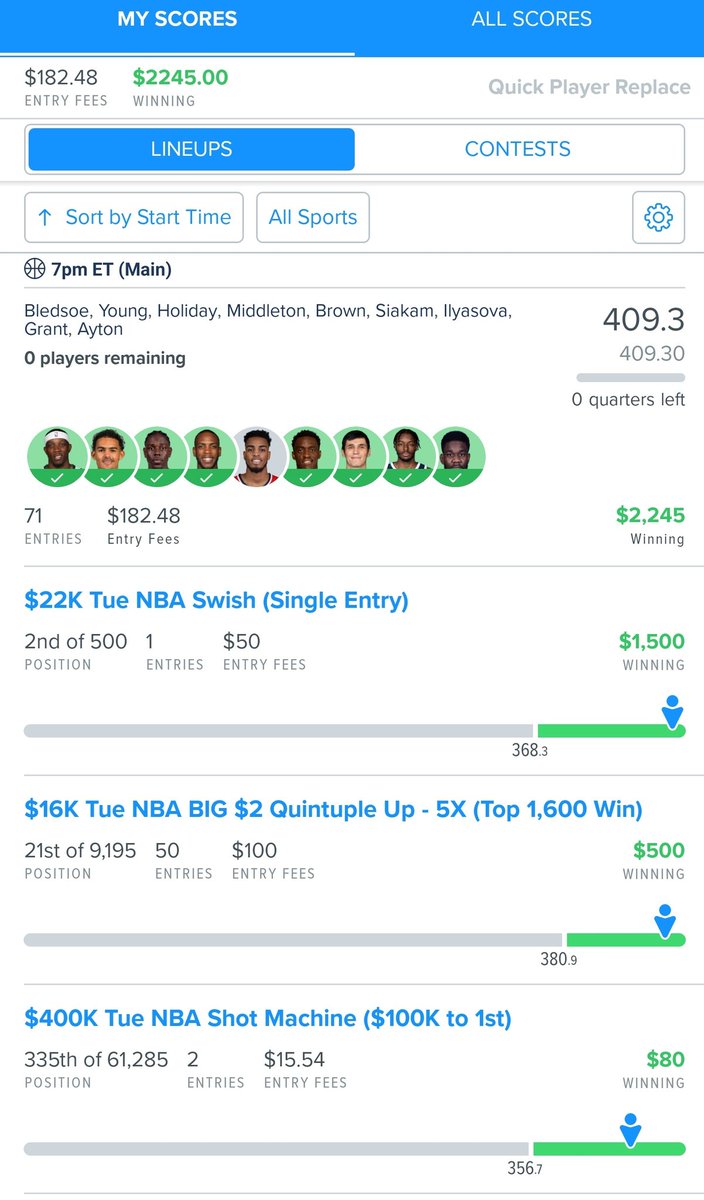 Our lineup went off 💪 #DFS #NBA