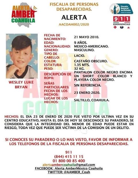 El_Universal_Mx's tweet photo. Ayuda a Wesley Luke Bryan a regresar a su casa. Fue visto por última vez el 23 de enero https://t.co/V0hWzAIRHH
