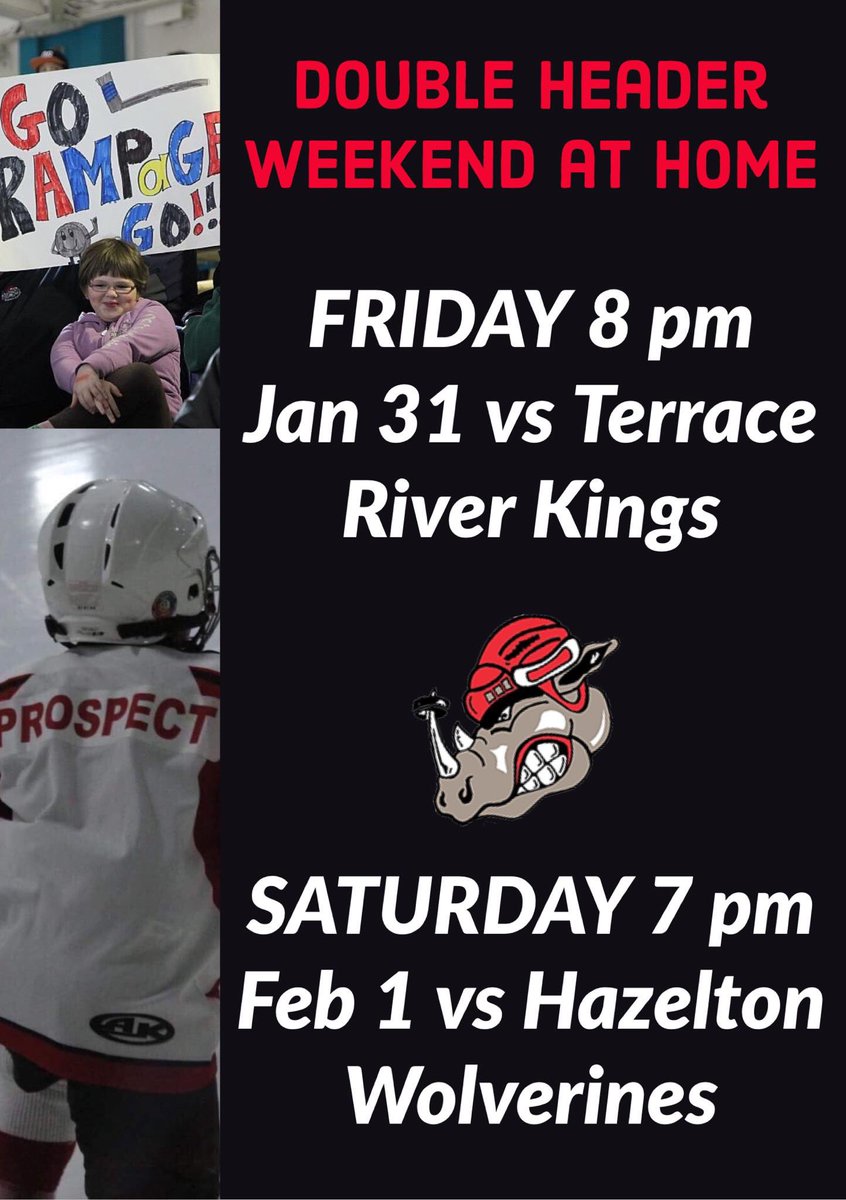 RupertRampage's tweet photo. @RupertRampage have Double header on Super Bowl weekend! Don’t miss out! #princerupert #cihl #gorampagego https://t.co/0r6V1xPRNH