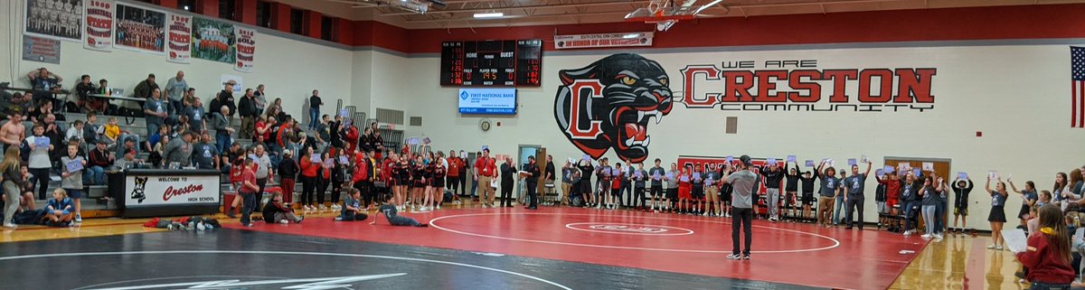 crestonfbla156's tweet photo. Great Job tonight @chsgrapplers and seniors! Thank you also to @CCHSCAST for all the work done on the meet. With everyone's help we are well on the way to our $11,000 goal for @GreaterRegional Cancer Center (just under $9,000 raised so far). #community #faceoffagainstcancer https://t.co/lphvFL6fdl