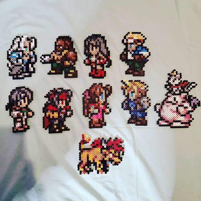 FFVII Perlers ferrin the incredible @UnicornyLithia! Can't wait top put them up for stream! 🤩
--- #ffvii #finalfantasyvii #gaming #nerd #nerdy #geek #perler #perlerart