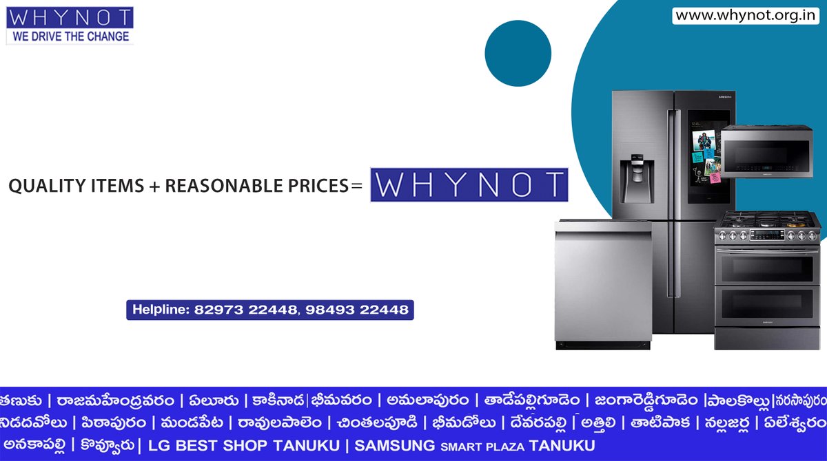 Why_Not_Magic's tweet photo. Quality Items + Reasonable Prices = WHY NOT
For any Enquiries,Call : 8297322448,9849322448
https://t.co/SraPM8hmmg
#whynot #electronicshowroom #homeappliances #best brands #25branches #eastgodavari #westgodavari #visakhapatnam #best electronic gadgets #homeappliances #digital app https://t.co/0ZIZtZW6xp