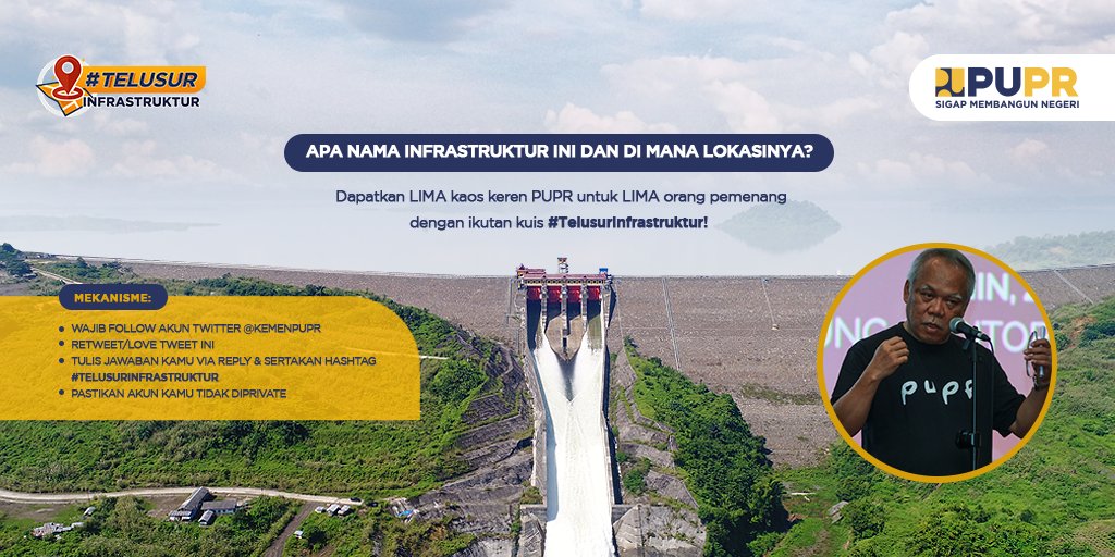 KemenPU's tweet photo. Siapa yang ingin punya kaos seperti punya Pak Bas?

Mimin punya 5 kaos untuk masing-masing 5 orang #SahabatPUPR, nih! Syaratnya #SahabatPUPR harus menjawab quiz #TelusurInfrastruktur pada gambar!

Mimin tunggu jawabanmu hingga 3 hari ke depan, ya! 😁 https://t.co/5I9Vn0PAzj