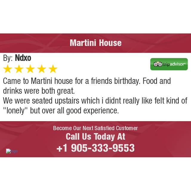 5 Star: Ndxo "Came to Martini house for a friends birthday. Food and drinks were both great. 
We were seated..." bit.ly/2HxmKpr