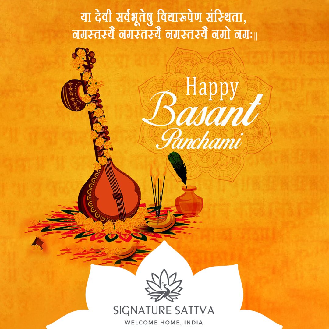 SattvaSignature's tweet photo. May the festival fill your life with love and lights and you be blessed with a wealth of knowledge. Happy Basant Panchami
#BasantPanchami #Spring #SpringSeason #SaraswatiPuja #Signaturesattva https://t.co/I8YBIQQGAH