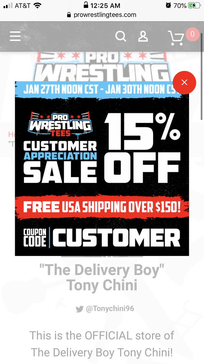 Tony Chini (@tonychini96) on Twitter photo Hey everyone! I'm proud to announce that I have FINALLY opened my own <a href="/PWTees/">Pro Wrestling Tees</a> store! I have a BRAND NEW design and many more on the way plus for a limited time, 15% OFF!! Please show your support and get your #PepperoniPower Shirt! prowrestlingtees.com/tonychini# Thanks <a href="/TankByDesign/">TANK</a> 🙏 Hey everyone! I'm proud to announce that I have FINALLY opened my own <a href="/PWTees/">Pro Wrestling Tees</a> store! I have a BRAND NEW design and many more on the way plus for a limited time, 15% OFF!! Please show your support and get your #PepperoniPower Shirt! prowrestlingtees.com/tonychini# Thanks <a href="/TankByDesign/">TANK</a> 🙏