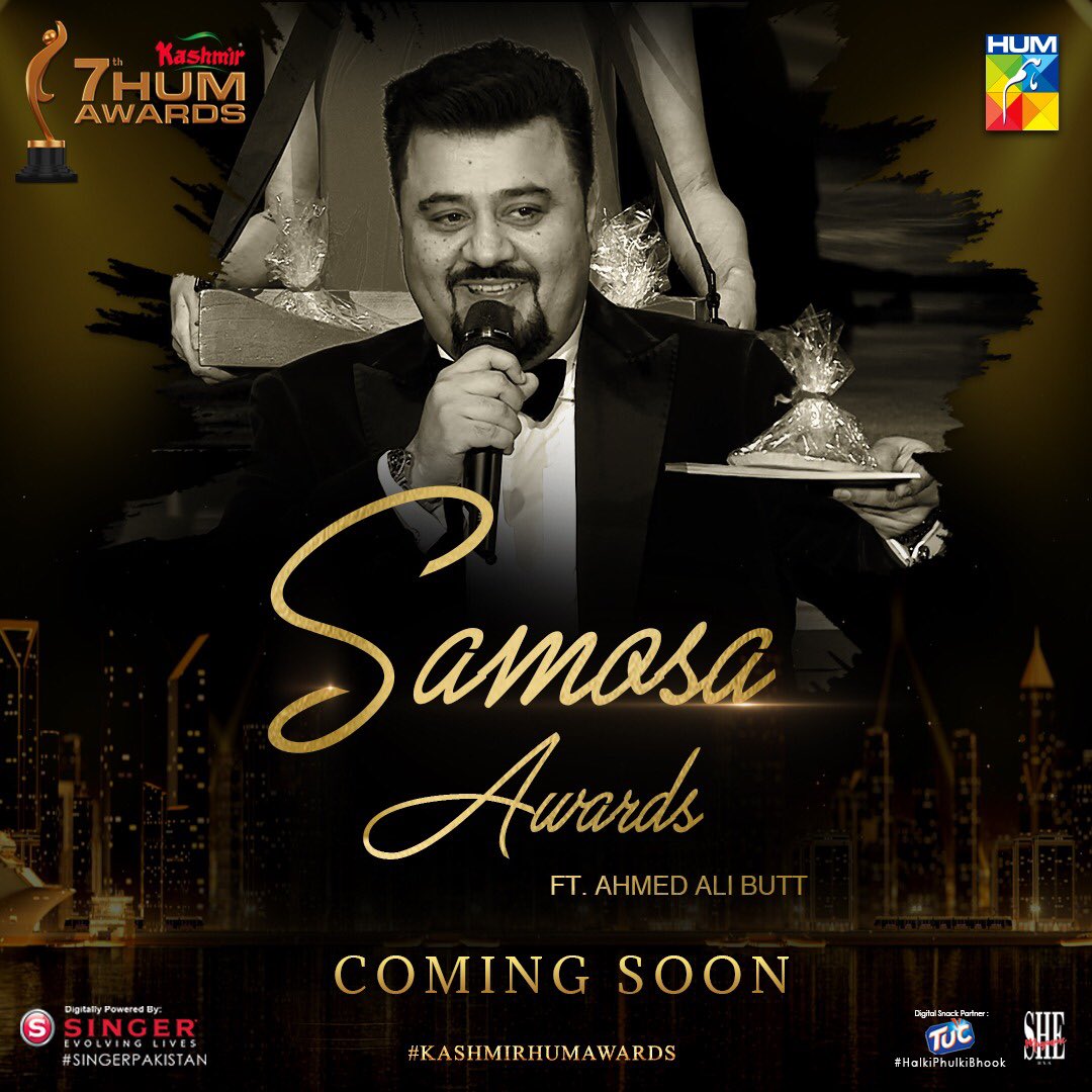 #KASHMIRHUMAWARDS | It's not over yet - We have something special for you! #SamosaAwards #ComingSoon

#HUMTV brings Kashmir 7th HUM Awards, presented by Kashmir Cooking Oil and Banaspati, Digitally powered by #SingerPakistan, Digital snack partner TUC - #HalkiPhulkiBhook