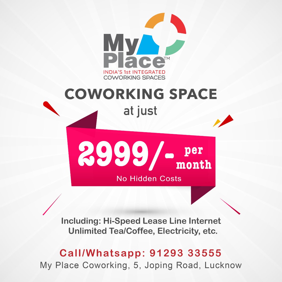 myplacecowork's tweet photo. Hurry Up ! 📣 Offer for limited period 🤩
#coworking #coworkingindia #integrated #coworkingspace #network #collaborate #community #teambuilding #teamwork #createnetwork #startupcommunity #startupbusiness #entrepreneurship #customizedoffice #sharedoffice #MyPlace #Lucknow https://t.co/xMGoh0YwoS