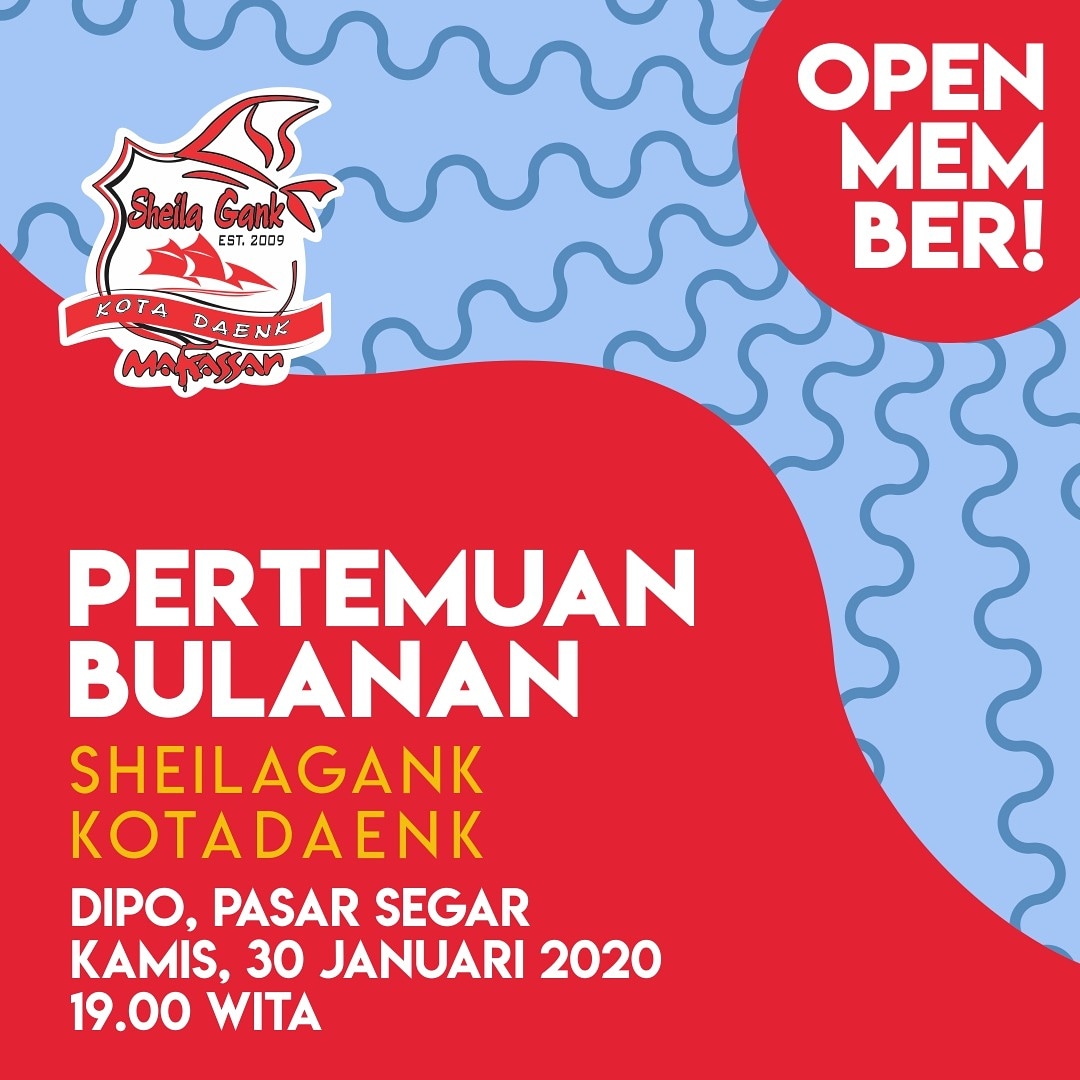 Hi, Apa Kabar Ganks ? 
Info Pertemuan Bulanan Edisi Januari

📆 : Kamis, 30 Januari 2020
⏰ : 19.00 WITA - Selesai
📍 : Dipo Coffee ( Pasar Segar Pengayoman)

Diharapkan kehadirannya semuaaa 😉🙌
Untuk yang mau Join Member di tunggu yahh karena akan ada "OPEN MEMBER"  ✨😊