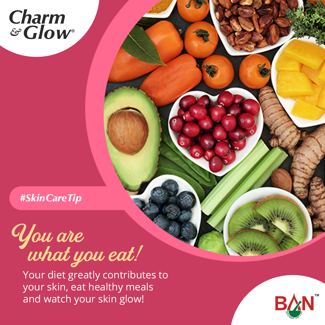 BanLabsPvtLtd's tweet photo. If you want skin that glows bright start with a healthy diet! 

#CharmAndGlow #BanLabs #SkincareTip #Tip https://t.co/oLLRPUeWXS