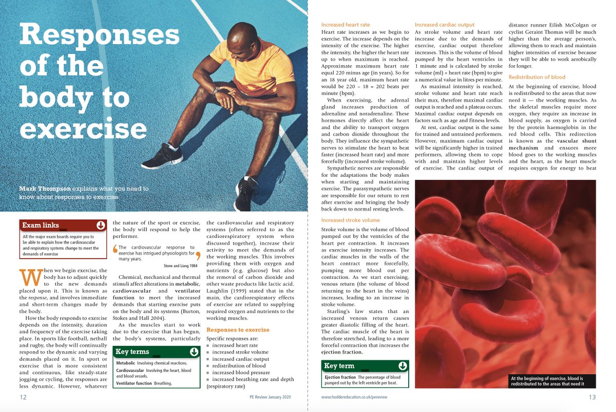 HL_Magazines's tweet photo. All you need to know about responses of the body to exercise in the January issue of PE Review https://t.co/828AeHdFV7 #Alevel #physicaleducation #sportscience @HodderSchools https://t.co/ykHsIO9Q4o