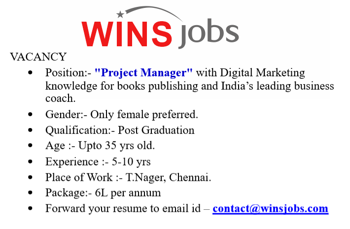WINSJobs2's tweet photo. HIRING Project Manager with Digital Marketing Knowledge https://t.co/cYxX4vxhMt