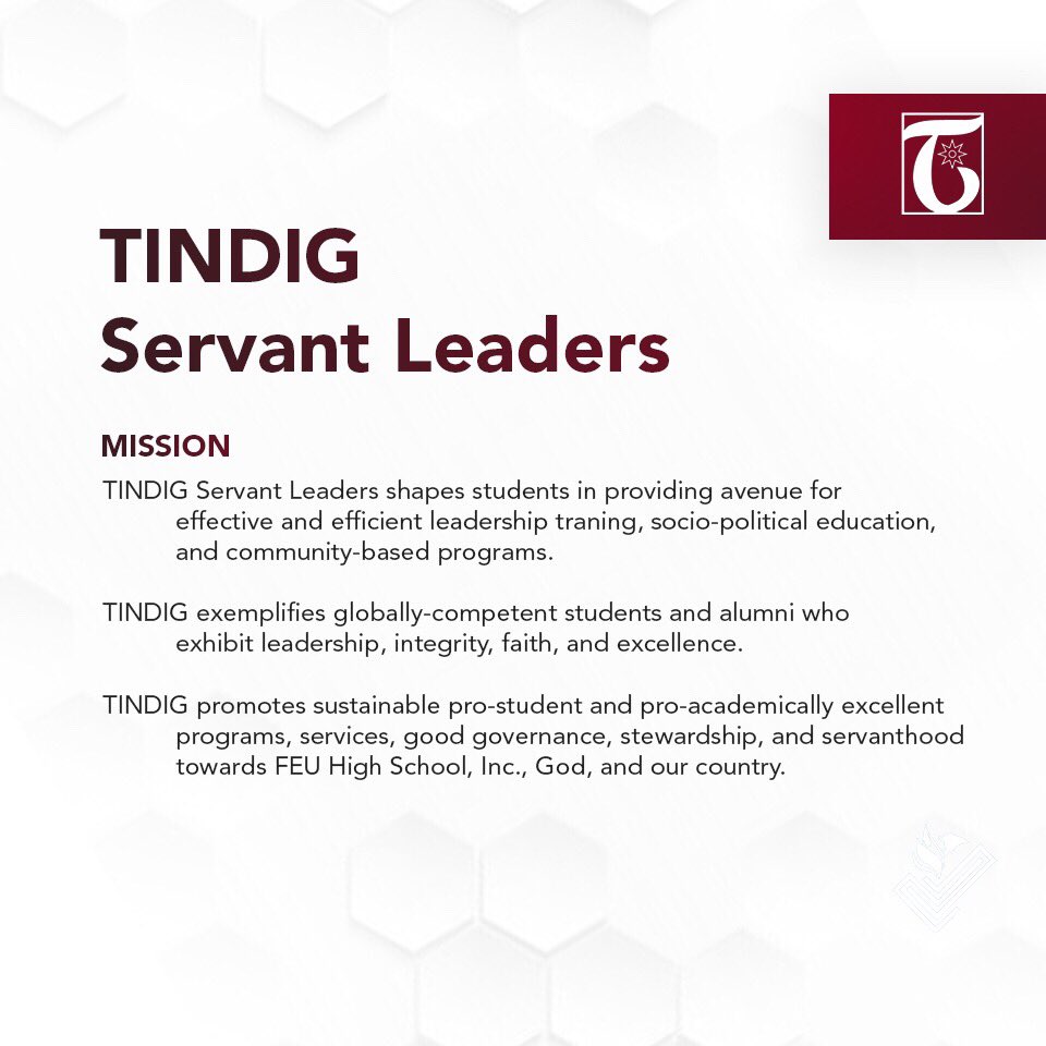FEUHSCOMELEC's tweet photo. TINDIG Servant Leaders | @tindigfeushs https://t.co/DzvodsGHcP