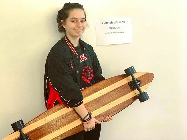 ocsiconnect's tweet photo. Look what she made in #Woodshop class!!! #longboard #ondisplaynow #okinawa #christianschool #internationalschool https://t.co/MNw7YNrfZD https://t.co/FKb5IZdo2h