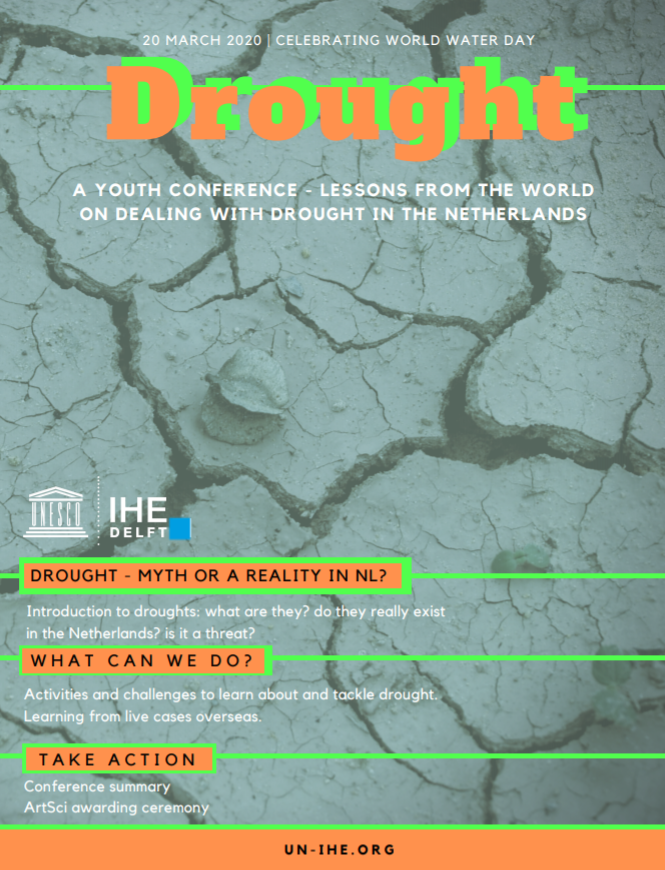 SandritaDeVries's tweet photo. Come to the @WaterYouthNet and @ihedelft Conference for Youth about #drought in the Netherlands! 
#TakeAction 
@YEPWater @JongKNW @TsWaterMaritiem @YoungHydrology @YoungAIWW @you @iwaywp https://t.co/5ML9SPI5bC