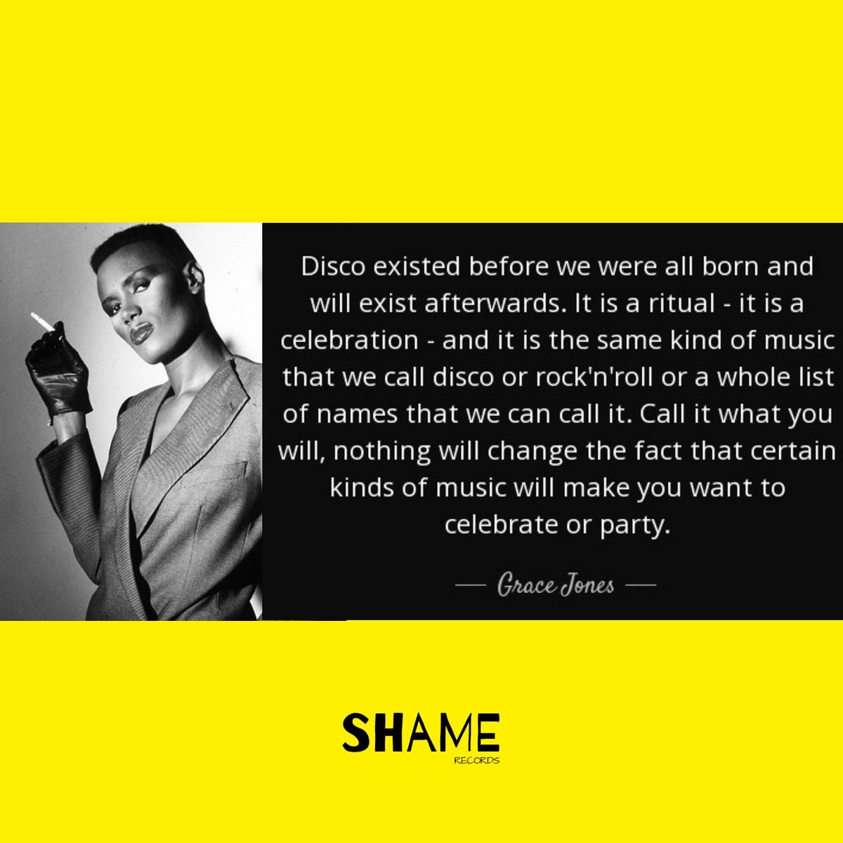 shamerecords's tweet photo. Grace knows what's up 💃🕺
.
.
.
.
.
.
#disco #music #party #dj #dance #funk #housemusic #house #soul #club #studio54 #nightlife #love #musica #gracejones #bar #friends #shamerecords #mistersledge #discoteca #quotes #saturdaynight #edm #instagood #clubbing #like #wordsofwisdom https://t.co/mpnY9oiOVa