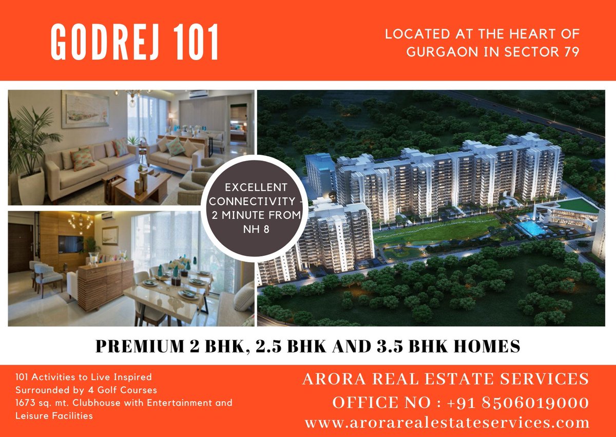 Rahul__ARES's tweet photo. #Godrej #101

#Premium 2 BHK, 2.5 BHK and 3.5 BHK Residences with 101 activities to live an inspired life

For site visit &amp; best deal please call : 8506019000

#godrejproperties #godrej101 #godrej101 # #realestate  #forsale #property #properties   #sell #rent #buy #gurgaon https://t.co/H5BmOGYYMM