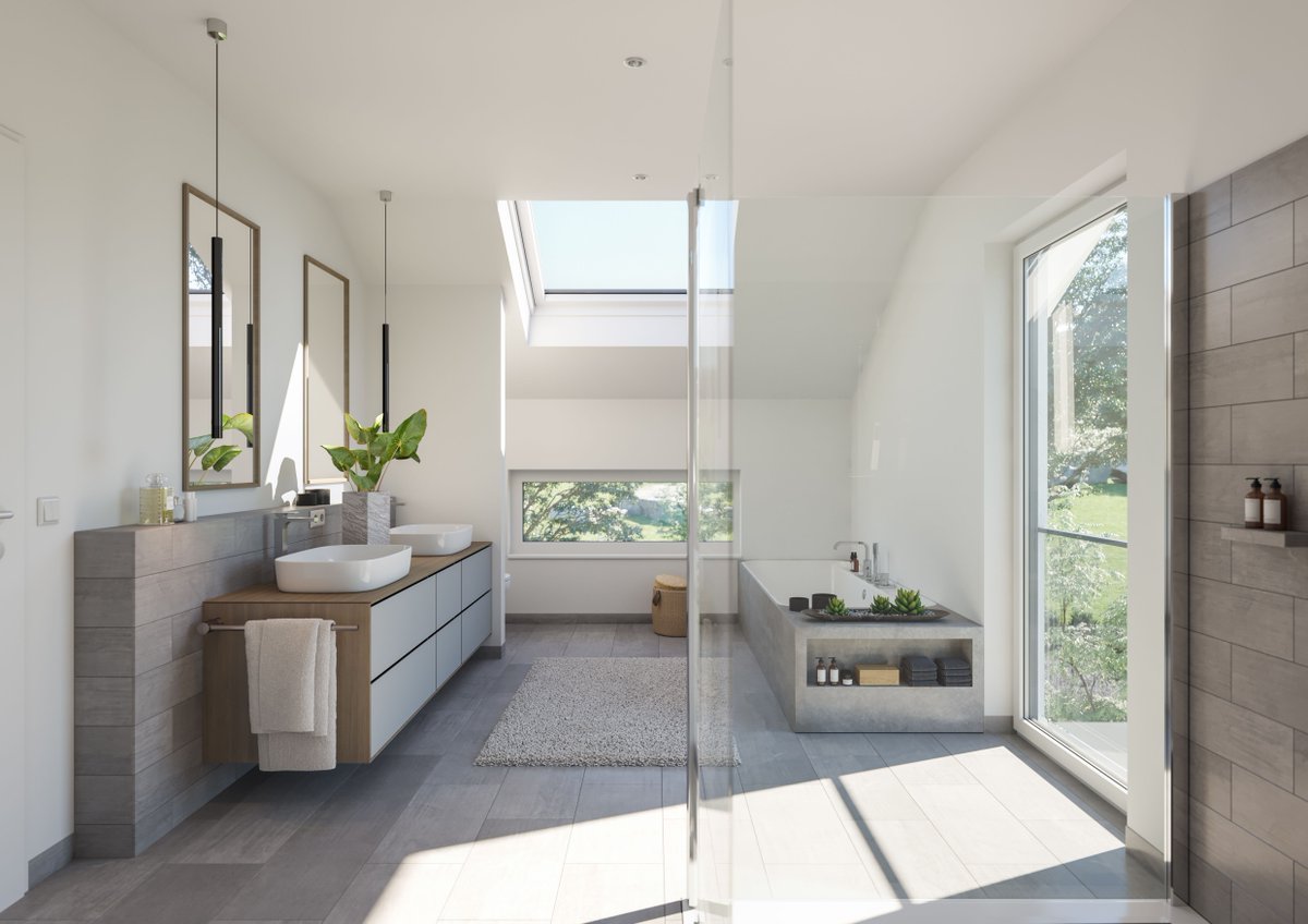 Schenkt eurem Körper und Geist jeden Tag ein Spa-Erlebnis im eigenen Wellnessbad.

#schwabenhaus #wellnessbad #fertighaus #intereur