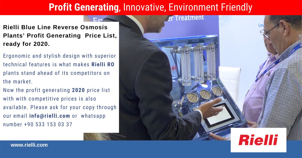 Rielli Blue Line Reverse Osmosis Plants’ Profit Generating  Price List, ready for 2020. rielli.com/eng/blue-line-…