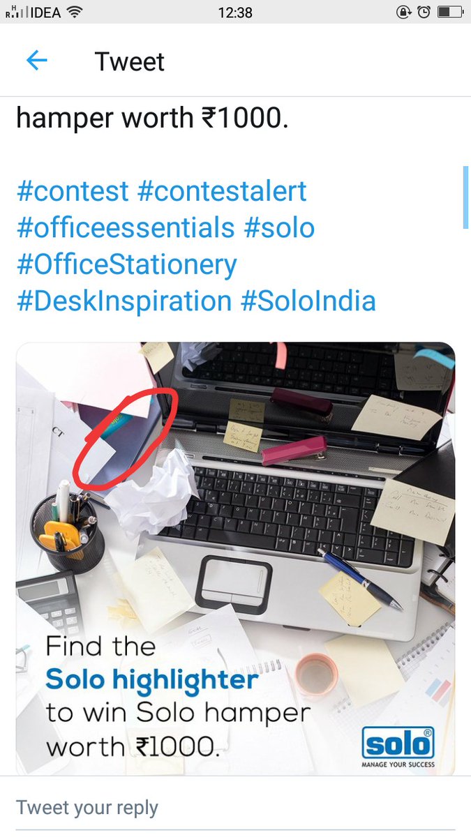 Sonika52507388's tweet photo. @Solo_stationery Here i found highlighter
#contest #contestalert #officeessentials #solo #OfficeStationary #DeskInspiration #SoloIndia
Tagging
@Soniyaskjain1 
@CHARMYSKJ 
@Mangloremagic 
@radicalllly 
@hemmy_23 
@SudhaAg26042400 
@AartiPareek6 https://t.co/ZPJk6dDr4J