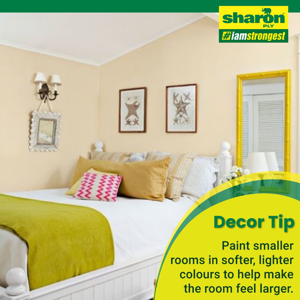 SharonPlyIndia's tweet photo. Decor Tips
Paint smaller room in softer, lighter colours to help make the room feel larger.
#Decortips #decortipsforyou
#sharonply #iamstrongest #paintingtipsforhome
#lightcolour https://t.co/P6gYGPcbJ8