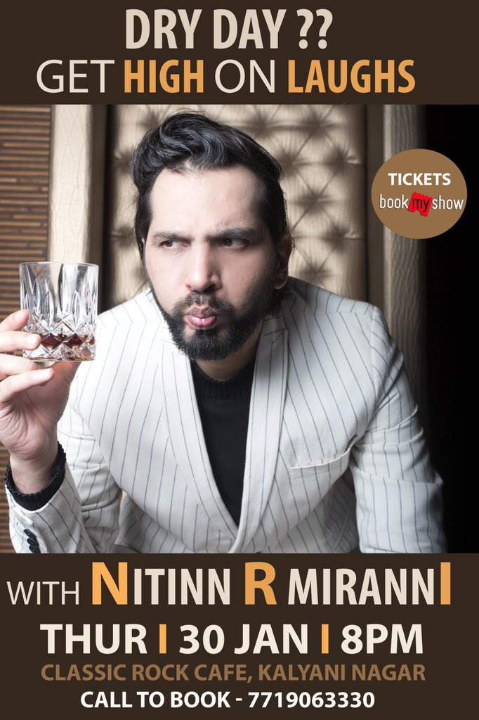 nitinmirani's tweet photo. Heyloo #pune ... Get high on laughs tomorrow ...Head down to @crcckn for a Fun Night with @LOLrakshak and urs truly ... Book your laughs now 
https://t.co/oEY9yB4wV3 https://t.co/sm4xbSQSxu