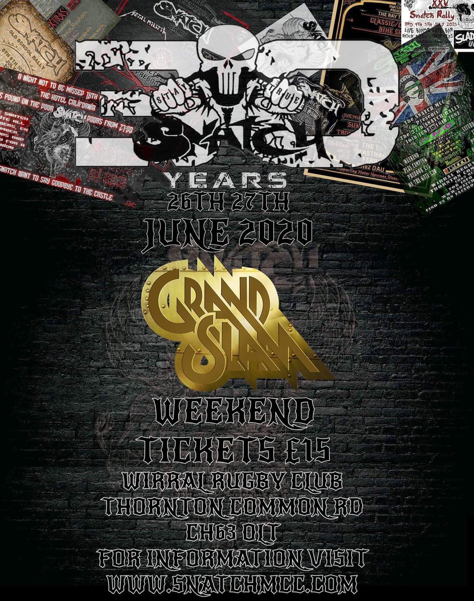 grandslamrocks's tweet photo. *ANNOUNCEMENT 
We will be Headlining the 30th anniversary of SNATCH MCC on the 27th June tickets - https://t.co/1HXMIk9abO
#Wirral #Merseyside #eastham https://t.co/JnaRfjq0pV