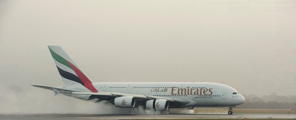 EK A380 arriving on a wet runway from DXB. #aviationgeek #aviationphotography #travelphotography #photographerslife <a href="/manairport/">Manchester Airport</a> <a href="/emirates/">Emirates</a> <a href="/Airbus/">Airbus</a>