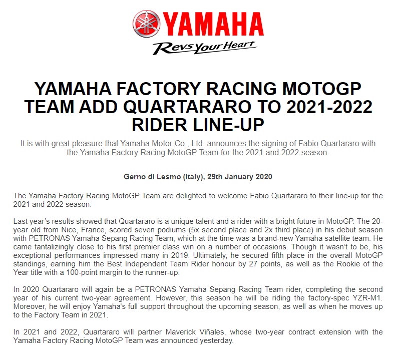 Quartararo Yamaha 2021