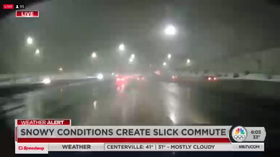 KSL5TV's tweet photo. We're keeping an eye on road and weather conditions throughout your morning commute. @FeliciaKSL is out on the road in #Mobile5 right now to give us a firsthand look! https://t.co/eVfToAGLCC