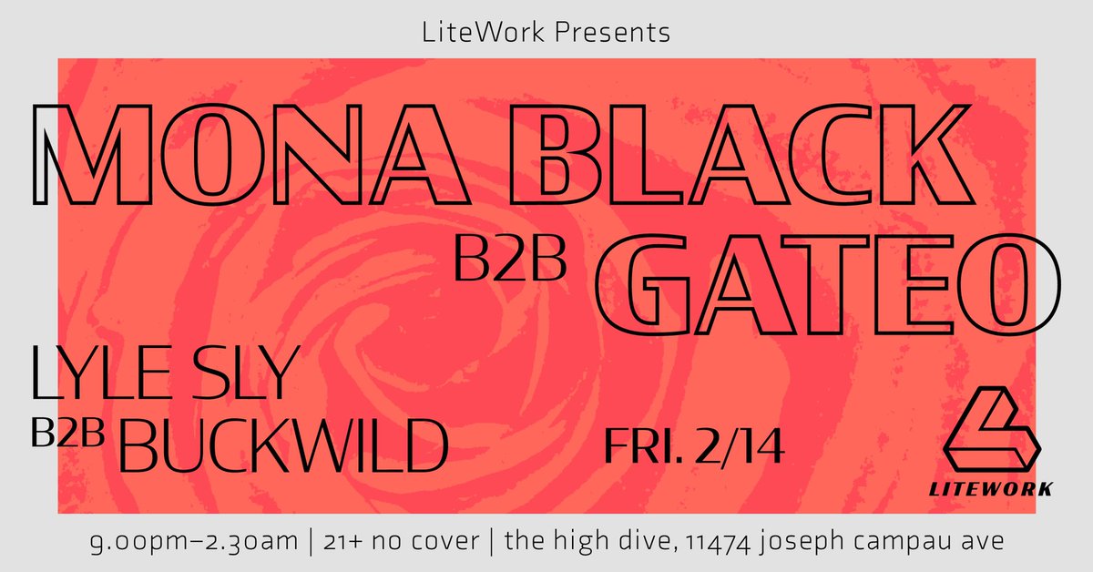 We are getting closed and closer! Who is ready for Valentine’s Day with LiteWork??@GateoMusic and Mona Black going back to back for two and a half hours at the High Dive in Hamtramck - see you there!  #LiteWorkDET #Detroit #Housemusic #detroithouse #FREEHOW